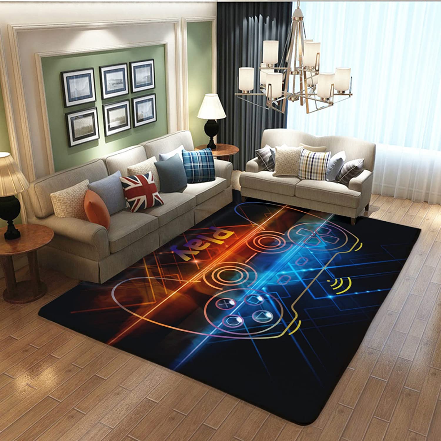 Large Gaming Rug for Kids Bedroom & Playroom - Perfect Non-Slip Area Carpet - Image 2