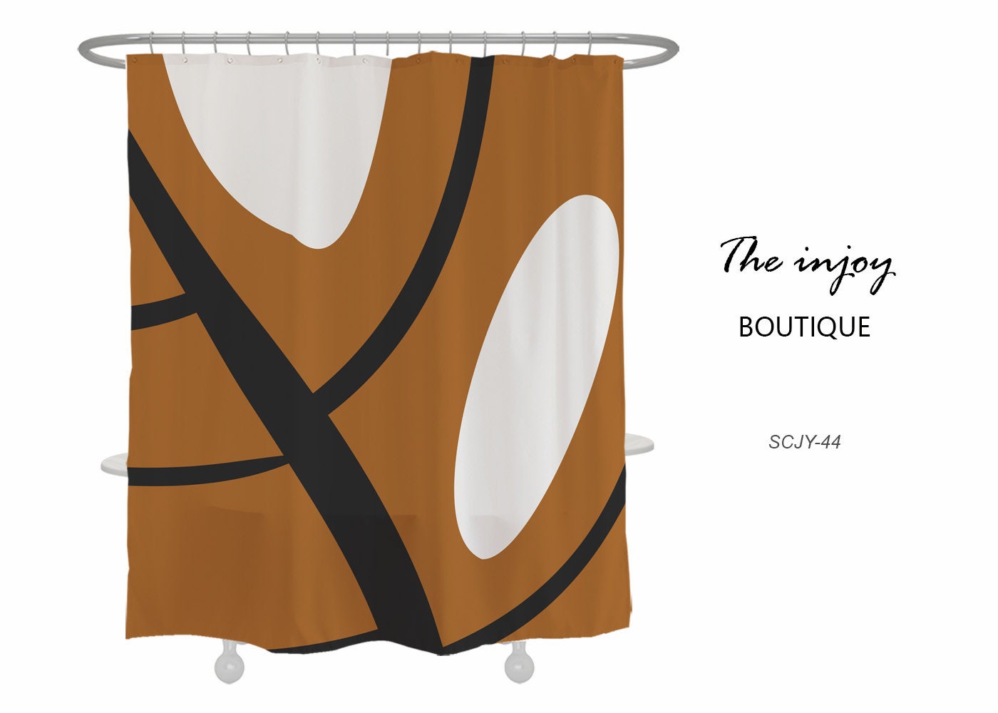 Large Leaves Abstract Shower Curtain, Modern Heavy Quality Curtains with 12 Hook