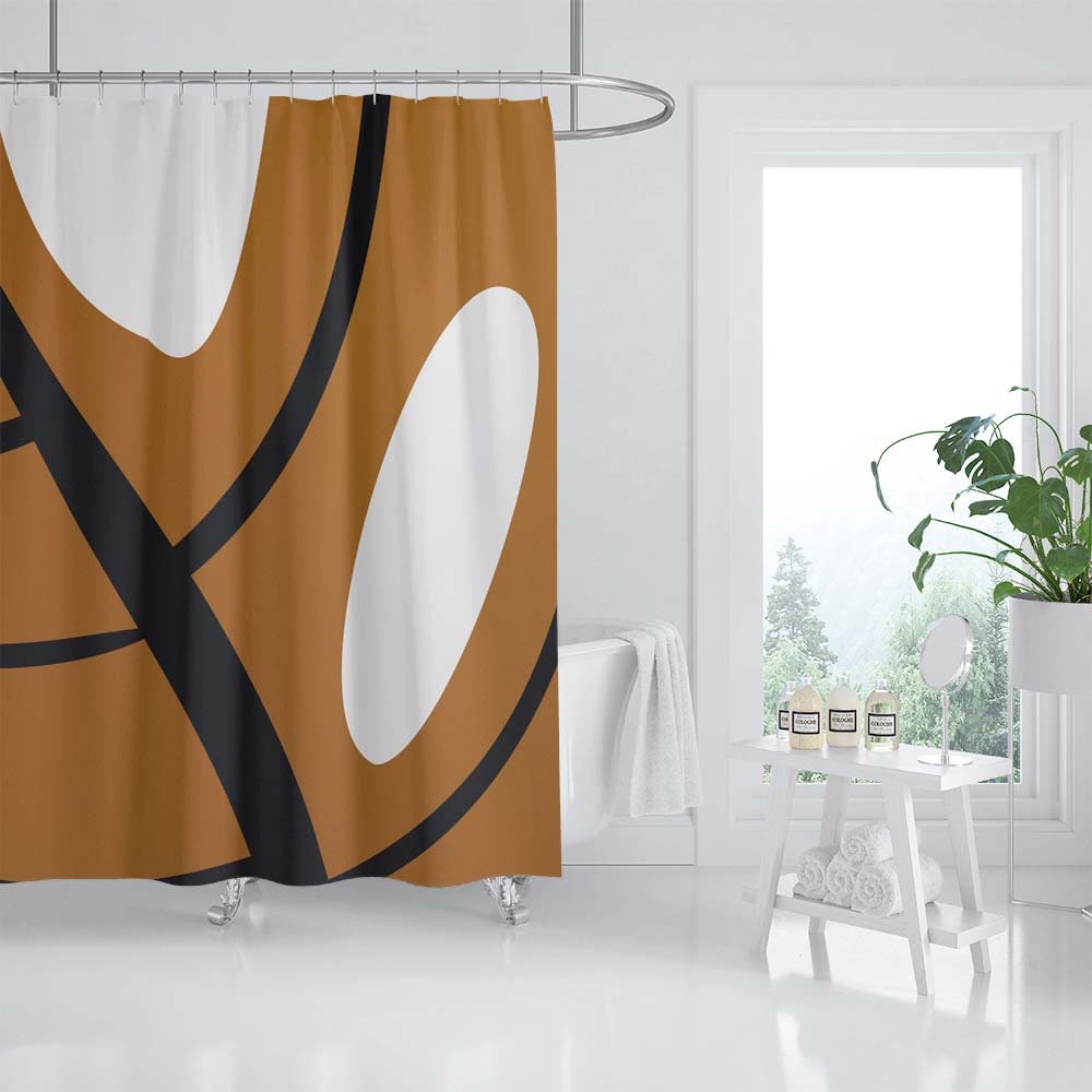 Large Leaves Abstract Shower Curtain, Modern Heavy Quality Curtains with 12 Hook - Image 2