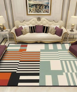 Large Modern Abstract Geometric Retro Area Rug for Soft Home Decor