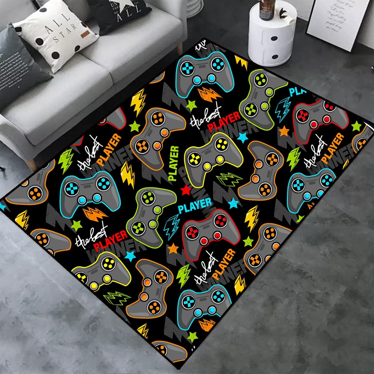Large Non-Slip 3D Gamer Area Rug - Personalize Your Living Room or Bedroom with Game Printed Carpet