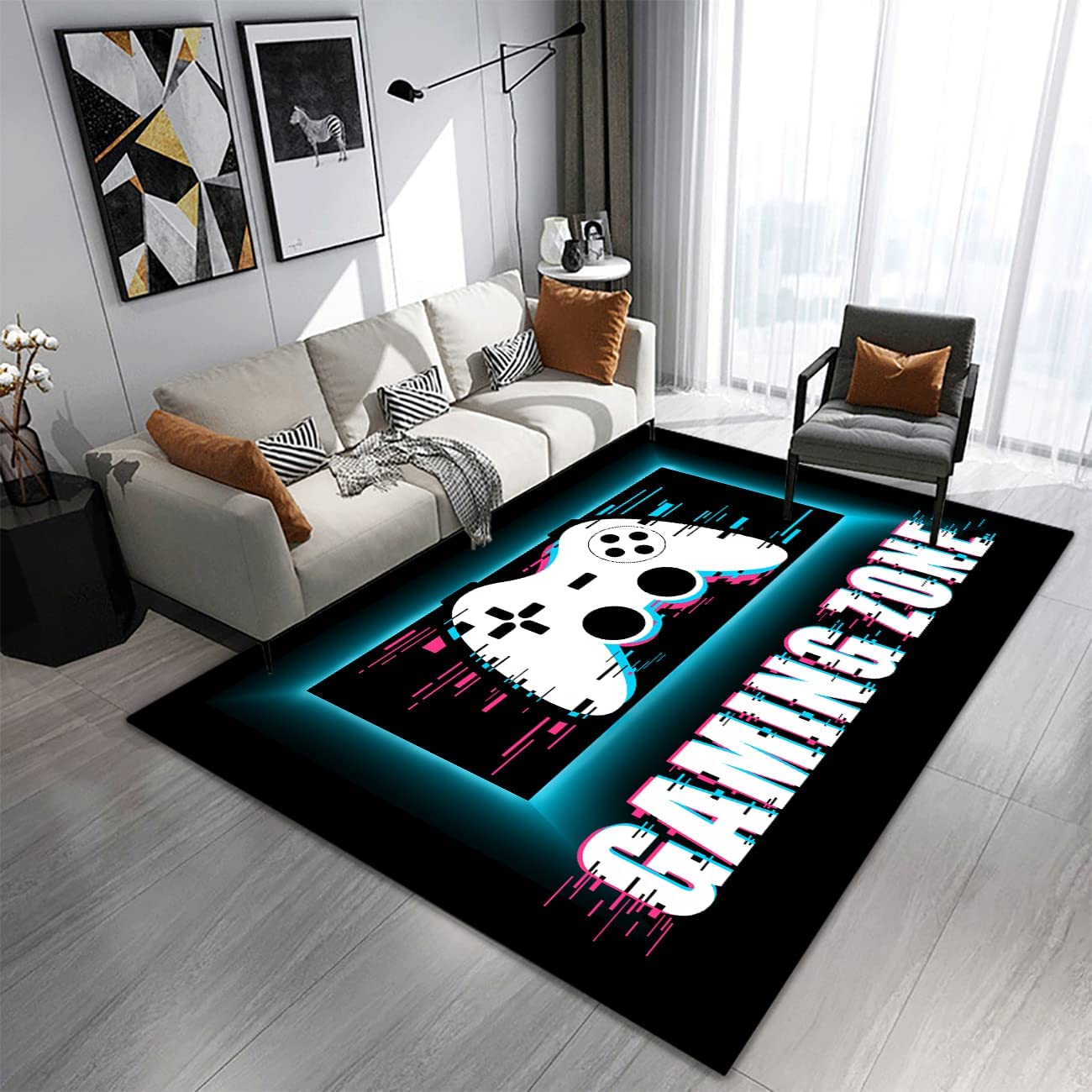 Large Non-Slip Controller Area Carpet for Kids with Comfy Floor Mat
