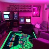 Large Non-Slip Gaming Area Rug with UV Reactive Glow-in-the-Dark Design: Enhance Your Bedroom and Playroom Decor