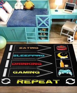 Large Non-Slip Gaming Life Rug for Playroom - Perfect Area Rug for Kids Boys Gamer Room