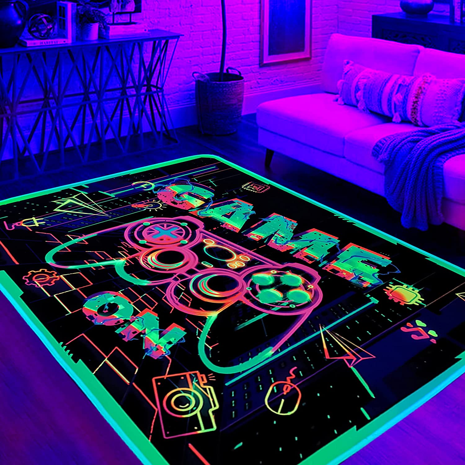 Large Non-Slip Personalized Gaming Rug with Name for Boys Bedroom or Playroom Floor Mat - Image 2
