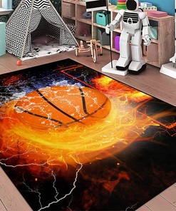 Large Personalized Basketball Rug - Unique Home Decor for Boys Bedroom and Playroom with Customizable Name and Number