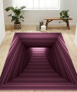 Large Rubber MatRug with Vortexes Illusion for Living or Dining Room Eye-Catching Addition to Your Home Decor