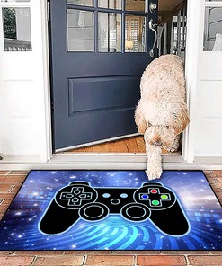 Large Video Game Level Up Floor Rugs for Room and Outdoor Home Decor: Gamer Controller Area Rugs for Teen Boys