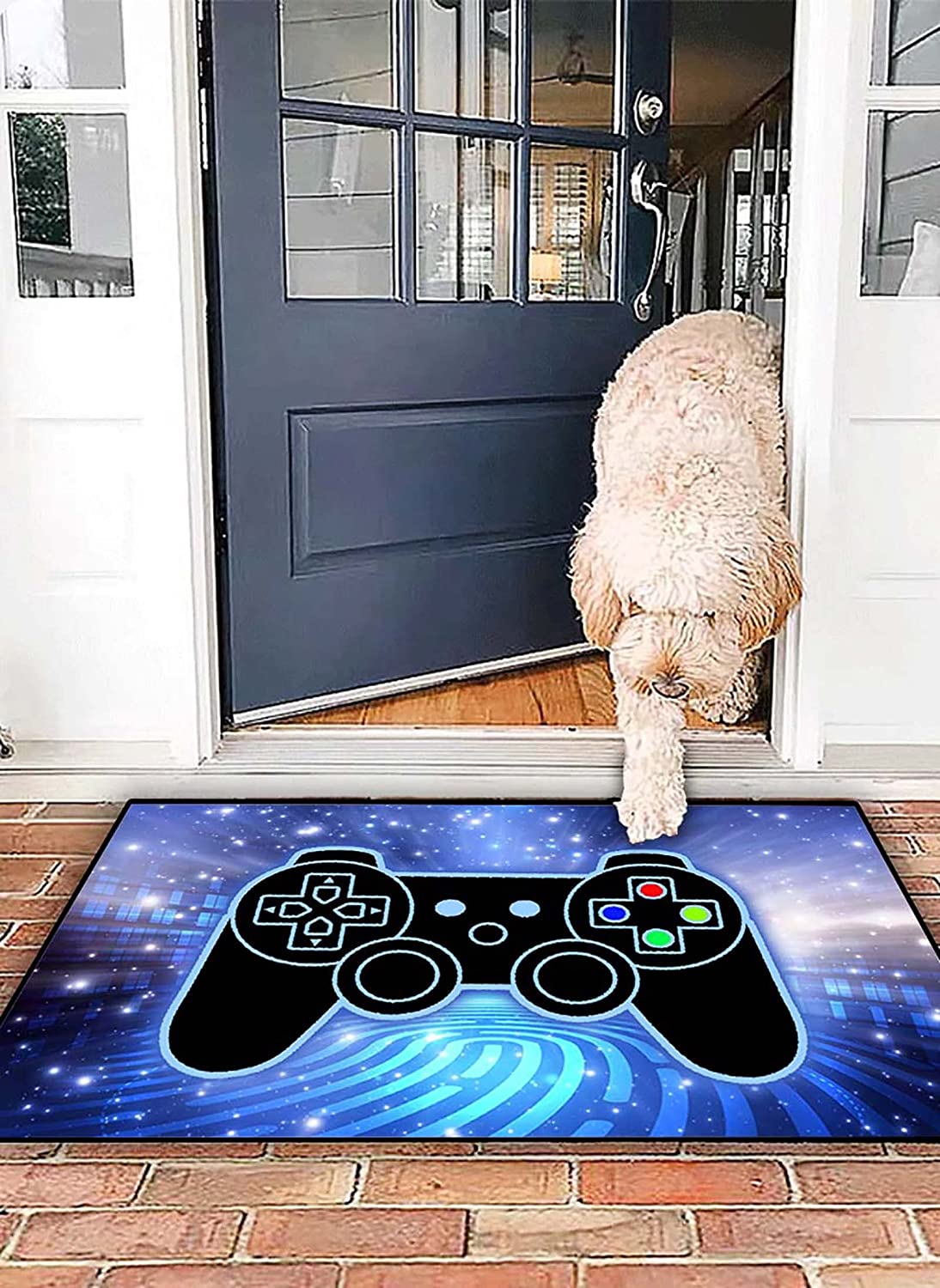 Large Video Game Level Up Floor Rugs for Room and Outdoor Home Decor: Gamer Controller Area Rugs for Teen Boys