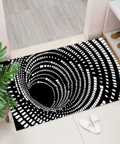 Large Vortexes Illusion Floor Mat for Living, Dining, and Bedrooms (C, Rubber Mats) with Vortex Carpet Cleaner