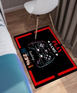 Large Washable Gamer Gamepad Controller Area Rugs for Boys' Room Decor: Comfortable Floor Rugs