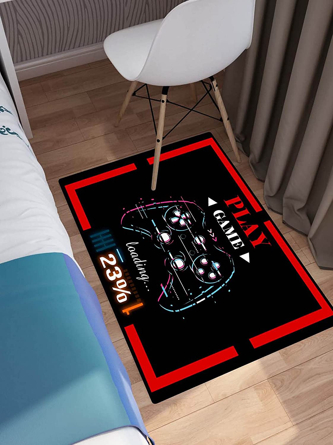 Large Washable Gamer Gamepad Controller Area Rugs for Boys' Room Decor: Comfortable Floor Rugs
