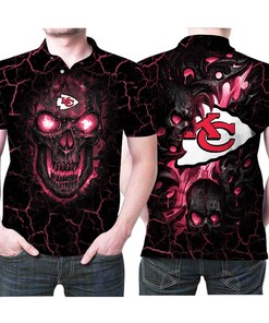 Lava Skull Kansas City Chiefs NFL American Football Team Logo 3D Designed Allover Gift for Chiefs Fans Polo Shirt