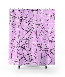 Lavender Mid Century Modern Boomerang Pattern Shower Curtain, Add a Retro and Unique Touch to Your Bathroom Decor