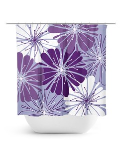 Lavender Purple Shower Curtain, Elegant Floral Bath Decor for Lavender and Purple Bathroom with Fabric Material