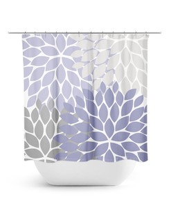 Lavender and Gray Floral Shower Curtain - Delicate Fabric Bath Curtain for Lavender Bathroom Decor - SHOWER73