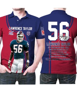 Lawrence Taylor 56 Legend Player Nfl American Football Team 3D Designed All Over Breathable Fabric Polo Shirt for Fans