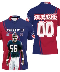 Lawrence Taylor 56 Signature Personalized All Over Print Polo Shirt - Perfect for Giants Fans