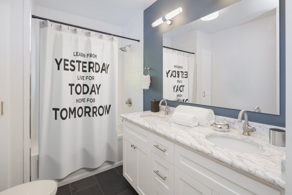 Learn from Yesterday, Live for Today, Hope for Tomorrow Shower Curtain to inspire positive thinking - Image 2