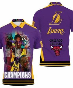 Lebron James Los Angeles Lakers & Chicago Bulls Champions Printed 3D All Over Print Polo Shirt