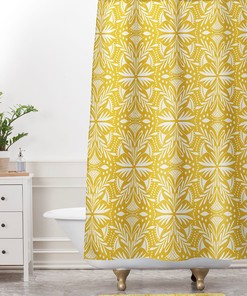 Lenox Goldenrod Design Yellow Feminine Boho Shower Curtain, Adds a Touch of Glamour to Your Bathroom Decor