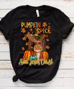 Leopard Cross Pumpkin Spice and Christian Jesus Christ T-Shirt