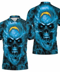 Let Your Style Be Heard with the Los Angeles Chargers NFL Fans Skull Polo Shirt Featuring 3D T-Shirt