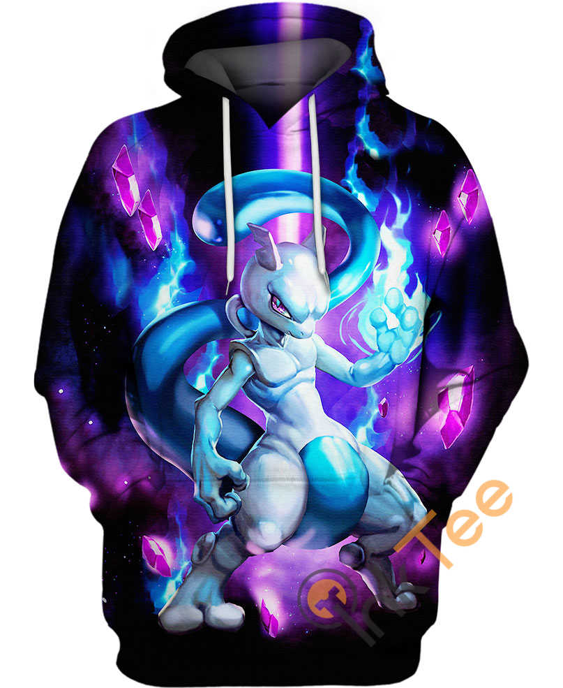 Light Blue Mewtwo All Over Print 3D Hoodie for Men