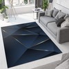 Light Luxury Blue Gold Triangular Geometric Area Rug with Non-Slip Backing for Modern Home Decor
