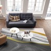 Light Luxury Grey Gold White Marble Texture Area Rug with 70s Retro Pattern for Living Room or Bedroom