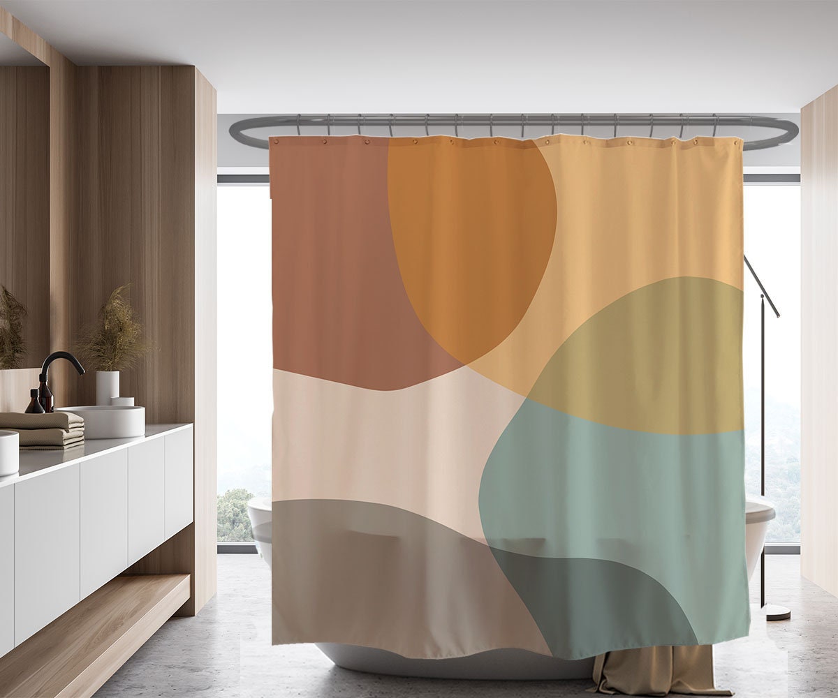 Light Yellow Green Brown Rocks Disney Shower Curtain, a Minimalist Design with Extra Heavy Quality and Hooks Included - Image 2
