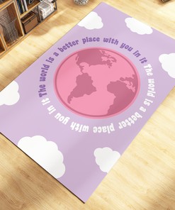 Lilac Trippy Abstract Groovy Rug - Y2k Funky Wavy Aesthetic Rug, Cute Retro Rug with Non-Slip Bathroom Rugs Washable