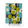 Lime and Teal Green Abstract Mid Century Modern Shower Curtain - Durable Polyester for Retro Atomic Age Bathroom Decor