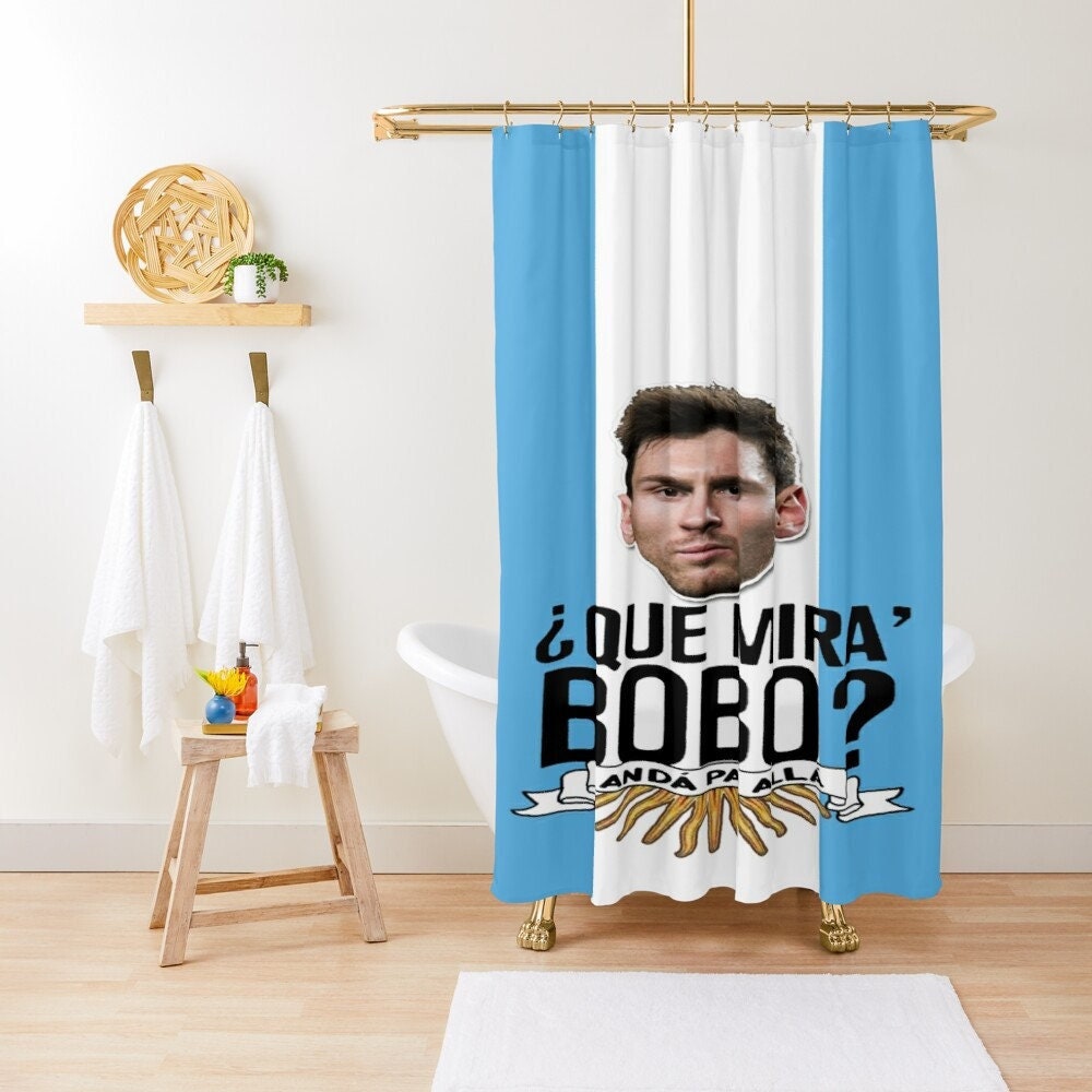 Lionel Messi Football Shower Curtain | Argentina Gift | Trendy Bath Curtain Eco-Friendly Waterproof