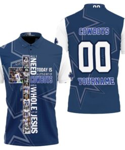 Little Bit of Dallas Cowboys and Whole Lots of Jesus Personalized 3D All Over Print Polo Shirt for Fans