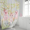 Little Pigs Shower Curtain, Country Chic Bathroom Decor, Farmhouse Bathtub Curtain with Cute Pig Design