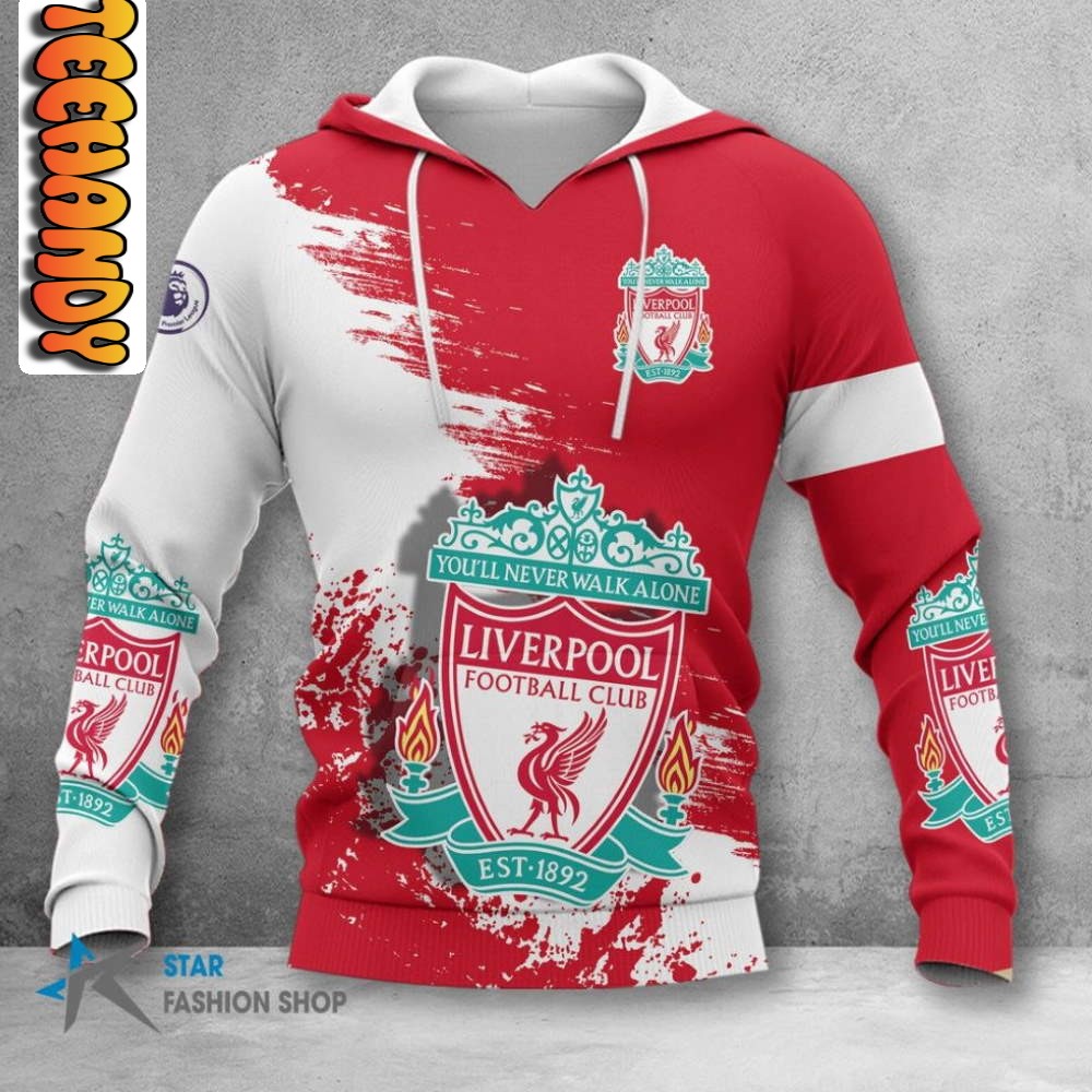 Liverpool FC All Over Print 3D Hoodie with Team Logo