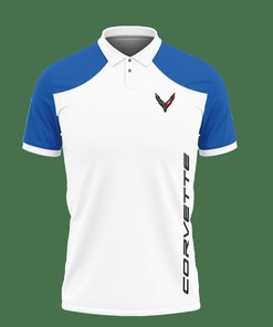 Look Bold and Stylish with Our Blue 3D Printed Chevrolet Corvette C8 Nct-Ht Polo Shirt