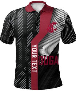 Look Bold in the NCAA Washington State Cougars Black and Red Special Polo Shirt with Custom Text and Number