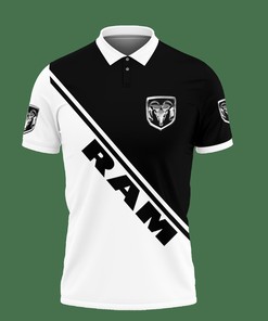 Look Dashing and Edgy with Our Black 3D Printed Dodge Ram Lph-Ht Polo Shirt Ver 1 Made from Breathable Fabric