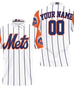 Look Extraordinary in this Jersey Inspired Personalized All Over Print Polo Shirt for Mets Fans