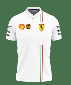 Look Great In Our 3D Printed Scuderia Ferari F1 Nth-Ht Polo Shirt Ver 1 (White)