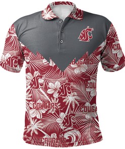 Look Pretty in Pink with the NCAA Washington State Cougars Red and White Flowers Polo Shirt with Breathable Fabric