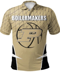 Look Sharp and Stylish with the NCAA Purdue Boilermakers Gold and Black Polo Shirt with Your Own Text and Number