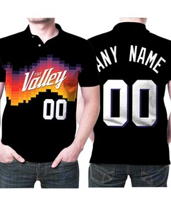 Look Sharp with Phoenix Suns 00 Any Name 2020 Black City Edition Polo Shirt in 3D