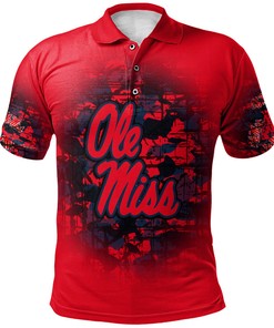 Look Sharp with the NCAA Ole Miss Rebels Red Camouflage Polo Shirt with Your Own Text and Number