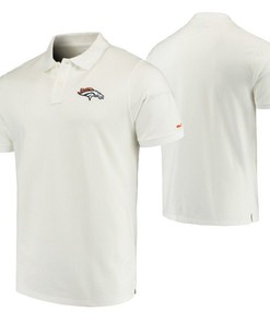 Look Solid in This Denver Broncos White Stretch Pique Polo All Over Print Shirt T-Shirt