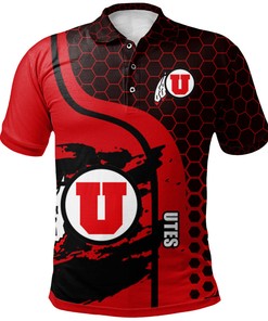 Look Stylish and Trendy with the NCAA Utah Utes Red and Black Curve Polo Shirt with Breathable Fabric