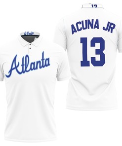 Look Stylish in This Design Atlanta Braves Ronald Jr #13 Mlb Big Tall Cooperstown Collection Mesh Wordmark Polo Shirt