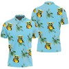 Look and feel amazing with our Breathable Fabric and Seamless Tropical Green Leaves Baby Yoda Hugging Peaches Polo Shirt